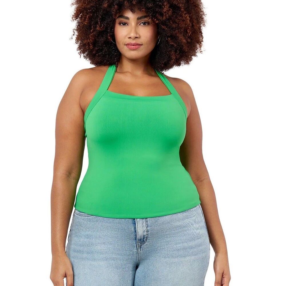 Edited by Remi Bader Women's Halter Top Plus Size 1X Green